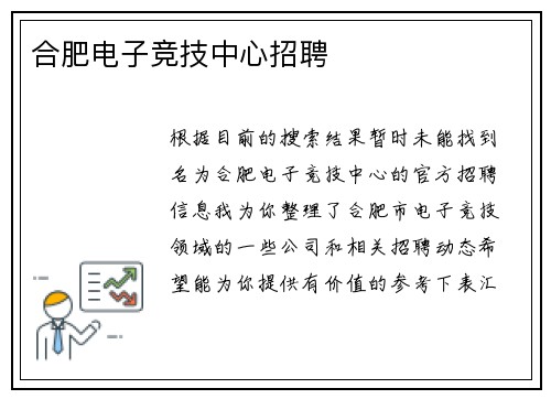 合肥电子竞技中心招聘